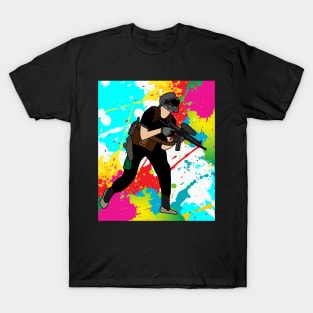 Colorful Paintball Motif T-Shirt